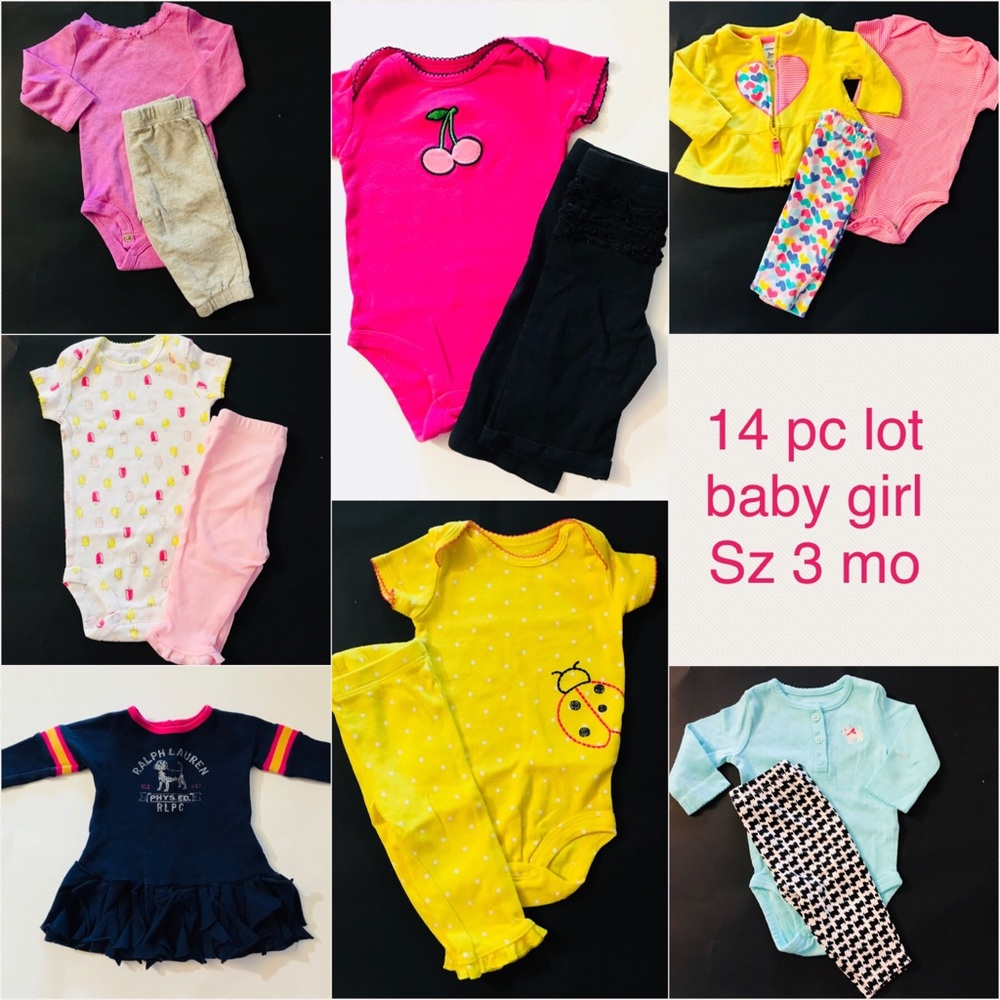 14 pc baby girl lot sz 3 months (228)